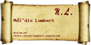 Módis Lambert névjegykártya
